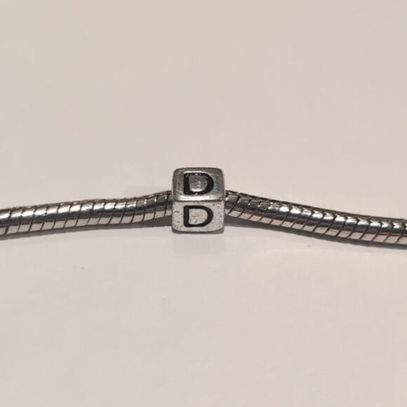 Silver D Spacer Charm for Pandora Style‎ Bracelet - Picture 3 of 5